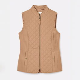 Joules Brown Minx Showerproof Diamond Quilted Gilet
