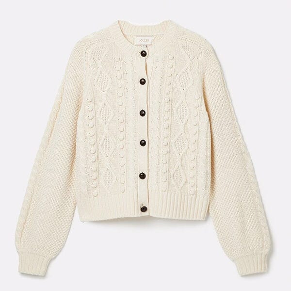 Joules Cream Rafferty Cable Knit Cardigan