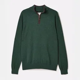 Joules Mens Dark Green Hillside Quarter Zip Knitted Jumper