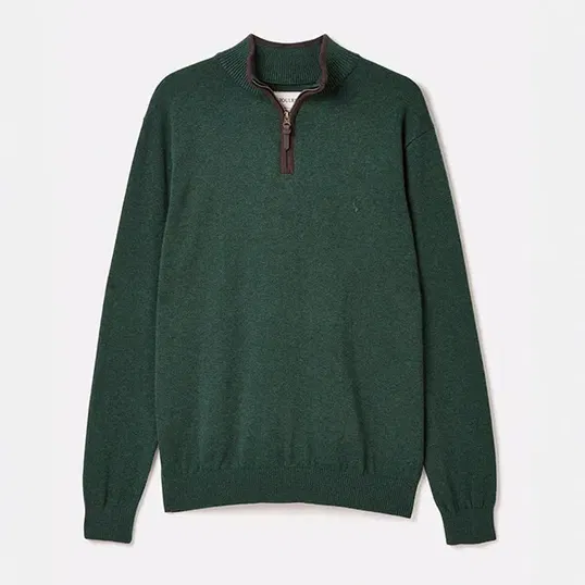 Joules Mens Dark Green Hillside Quarter Zip Knitted Jumper