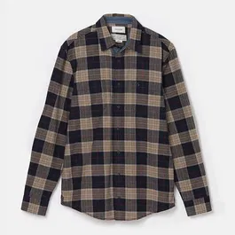 Joules Mens Cream Navy Check Buchanan Brushed Cotton Shirt