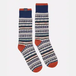 Joules Mens Grey Alby Fairisle Socks