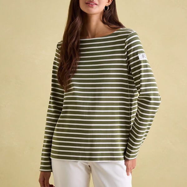 Joules Green Stripe Harbour Long Sleeve Jersey Top