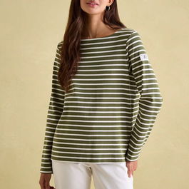 Joules Green Stripe Harbour Long Sleeve Jersey Top