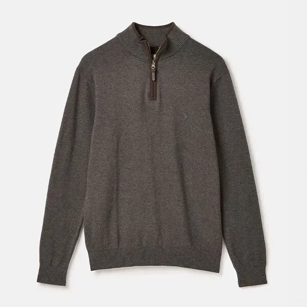 Joules Mens Charcoal Hillside Quarter Zip Knitted Jumper