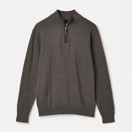 Joules Mens Charcoal Hillside Quarter Zip Knitted Jumper