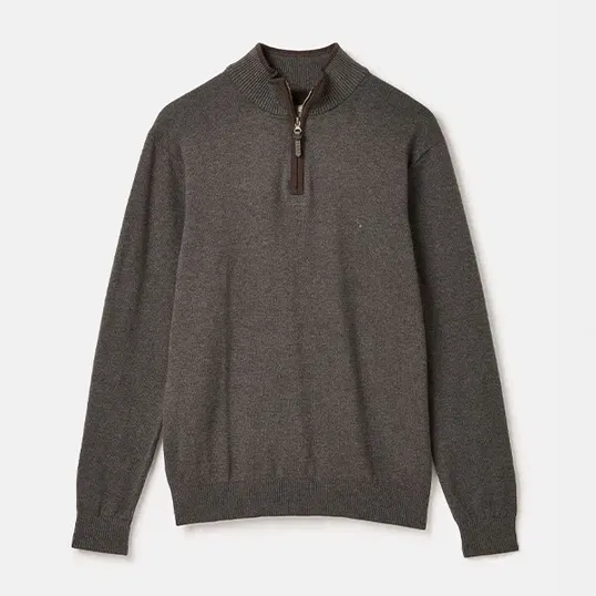 Joules Mens Charcoal Hillside Quarter Zip Knitted Jumper