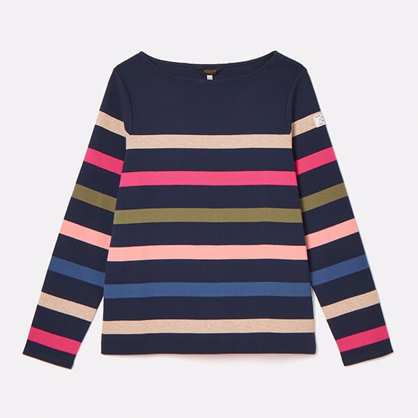 Joules Navy Muti Stripe Harbour Long Sleeve Jersey Top