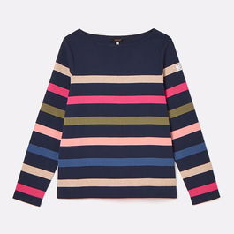 Joules Navy Muti Stripe Harbour Long Sleeve Jersey Top