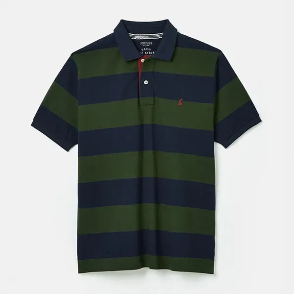 Joules Mens Green Navy Stripe Filbert Polo Shirt