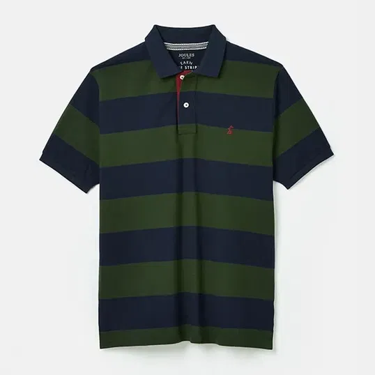 Joules Mens Green Navy Stripe Filbert Polo Shirt