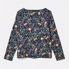 Joules Navy Floral Print Harbour Long Sleeve Jersey Top