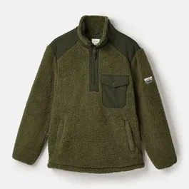 Joules Mens Green Billy Quarter Zip Borg Fleece