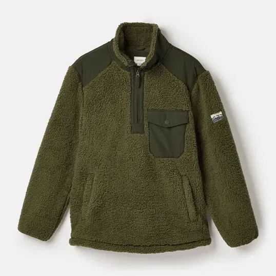 Joules Mens Green Billy Quarter Zip Borg Fleece