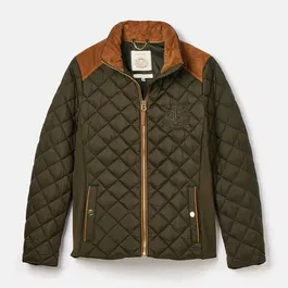 Joules Heritage Green Braemar Luxe Diamond Quilted Jacket