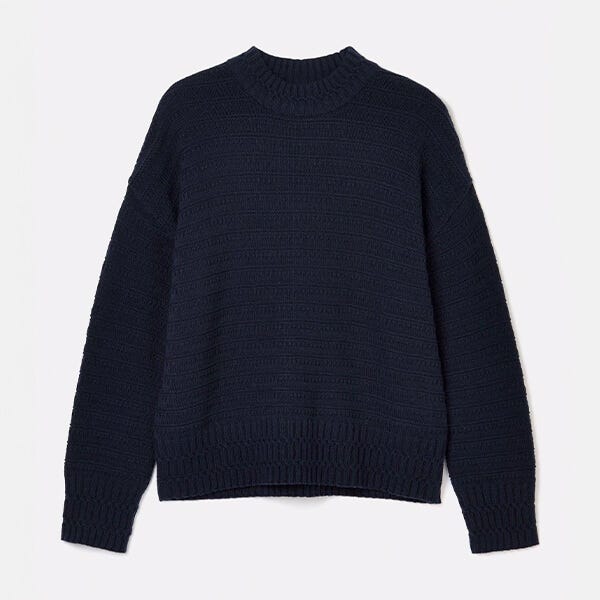 Joules Navy Bernie Crew Neck Textured Jumper