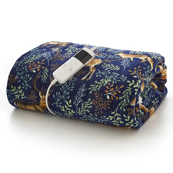 Deyongs Fox and Deer Navy Heated Throw