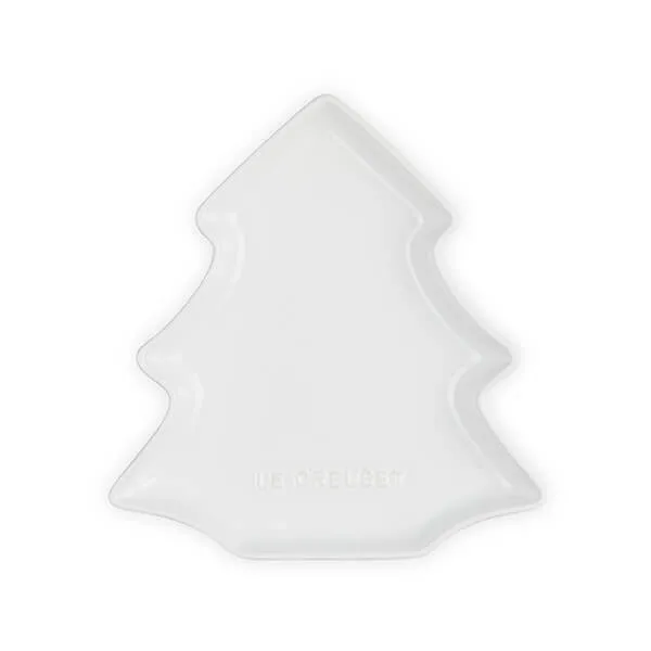 Le Creuset White Stoneware 19cm Christmas Tree Plate