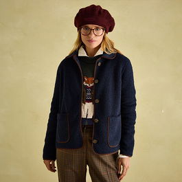 Joules Navy Sadie Button Down Fleece Jacket