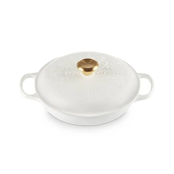 Le Creuset Snowflakes Cotton Cast Iron 26cm Shallow Casserole
