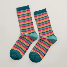 Seasalt Womens Sparkle Sailor Socks Weatherboard Dark Jade Mix Size 4-7