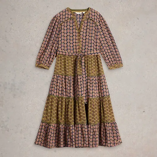 White Stuff Mabel Mixed Print Dress Black Print