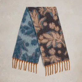 White Stuff Shelly Brushed Scarf Blue Print