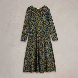 White Stuff Madeline Jersey Dress Navy Print