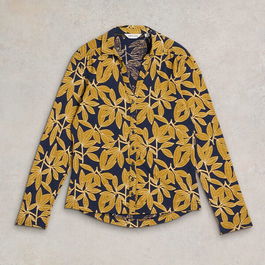White Stuff Annie Jersey Shirt Navy Print