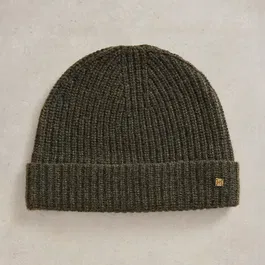 White Stuff Albie Rib Knitted Beanie Green Multi