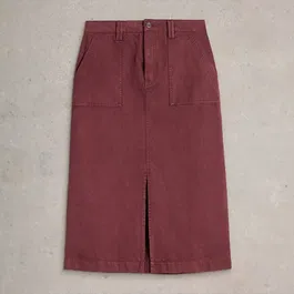 White Stuff Maren Midi Skirt Dark Plum