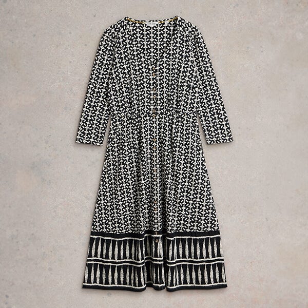 White Stuff Mia Jersey Dress Black Print
