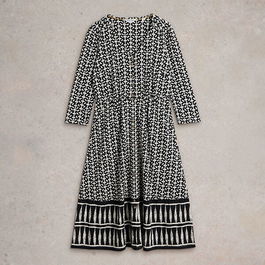 White Stuff Mia Jersey Dress Black Print