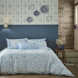 Burleigh For Bedeck Arden Duvet Cover Set Super King Size Light Blue