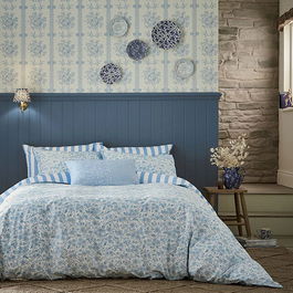 Burleigh For Bedeck Arden Duvet Cover Set King Size Light Blue