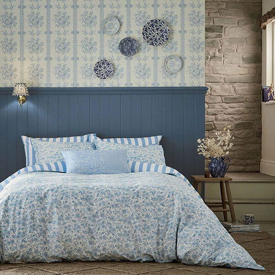 Burleigh For Bedeck Arden Duvet Cover Set King Size Light Blue