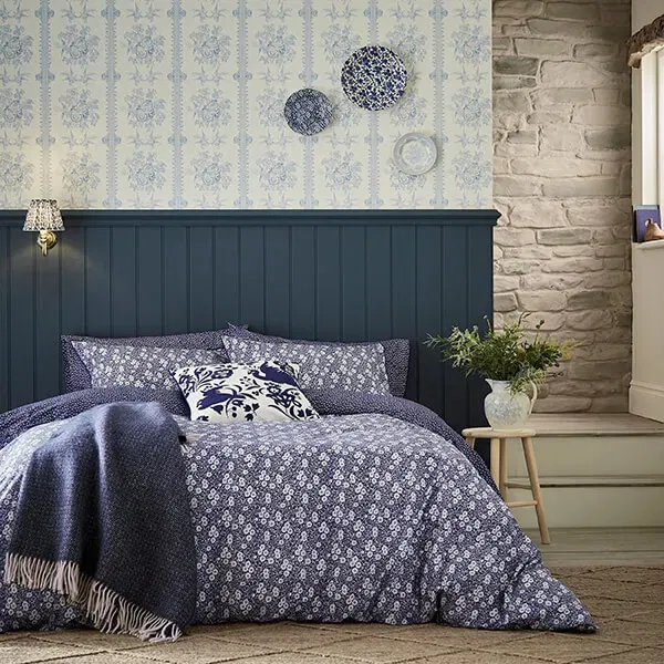 Burleigh For Bedeck Calico Duvet Cover Set King Size Blue