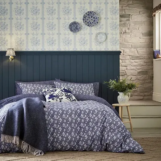 Burleigh For Bedeck Calico Duvet Cover Set King Size Blue