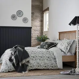 Burleigh For Bedeck Regal Peacock Duvet Cover Set King Size Charcoal/White