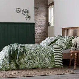 Burleigh For Bedeck Hibiscus Duvet Cover Set Double Green