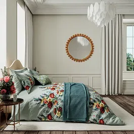 V&A Botanical Harmony Duvet Cover Set Super King Size Teal/Claret
