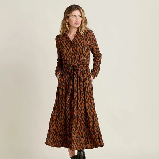Brakeburn Brush Strokes Maxi Shirt Dress
