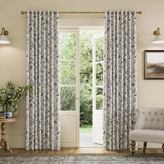 Joules Festival Pheasants 66x72 Curtains Blue