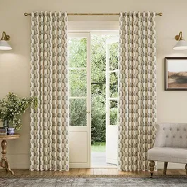 Joules Chamomile 90x72 Lined Curtains Oat/Lilac