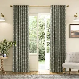 Joules Chamomile 90x90 Lined Curtains Olive