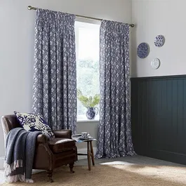 Burleigh For Bedeck Calico Lined Curtains 66x90 Blue