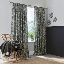 Burleigh For Bedeck Regal Peacock Lined Curtains 66x72 Charcoal/White