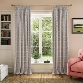 Joules Floral Foulard 66x72 Lined Curtains Blue/Creme