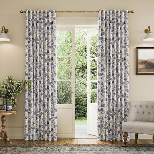 Joules Indienne Floral 90x72 Curtains Blue