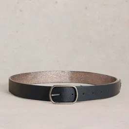 White Stuff Reversible Leather Belt Pewter Met